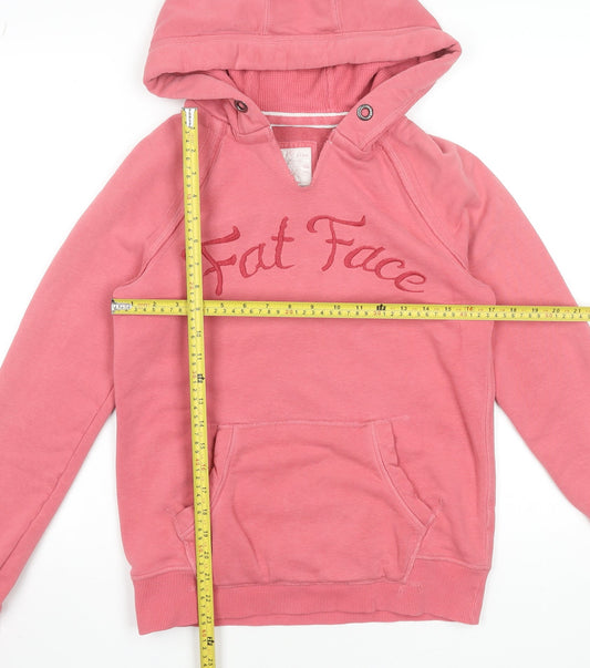 Fat Face Womens Pink Rose Pullover Hoodie Size 10 Cotton Blend