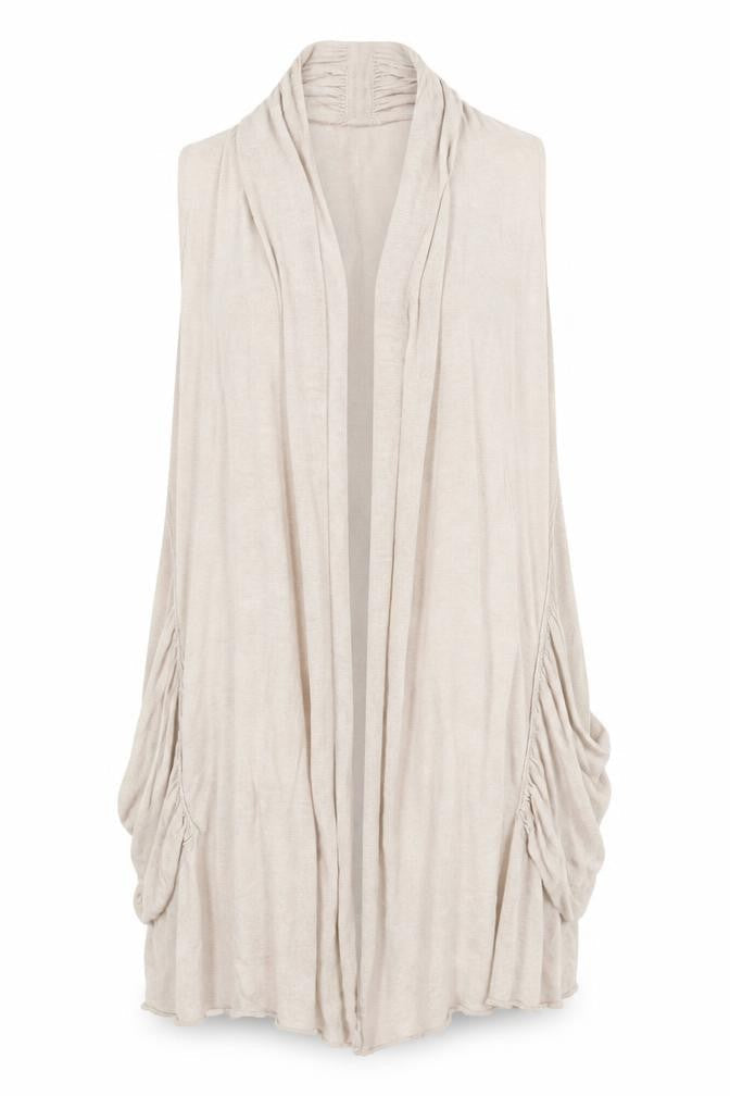 Mint Velvet Women’s Beige Linen Sleeveless Open Vest Size 10