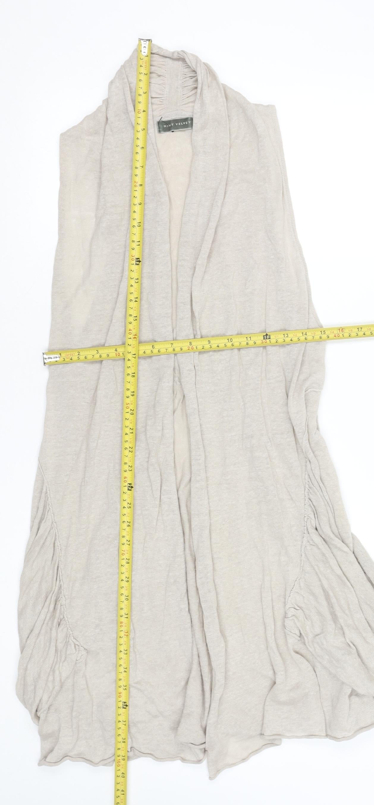 Mint Velvet Women’s Beige Linen Sleeveless Open Vest Size 10