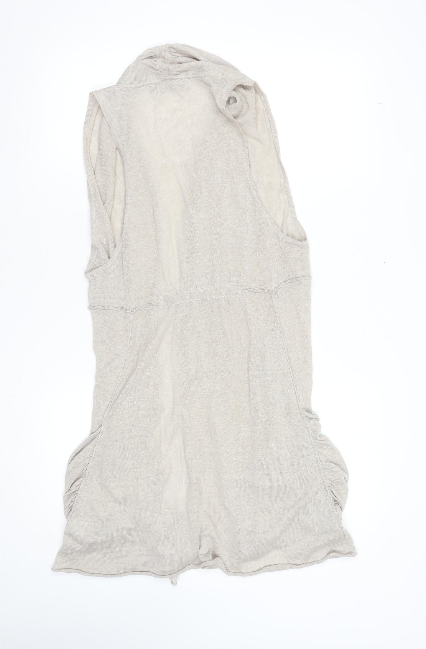 Mint Velvet Women’s Beige Linen Sleeveless Open Vest Size 10