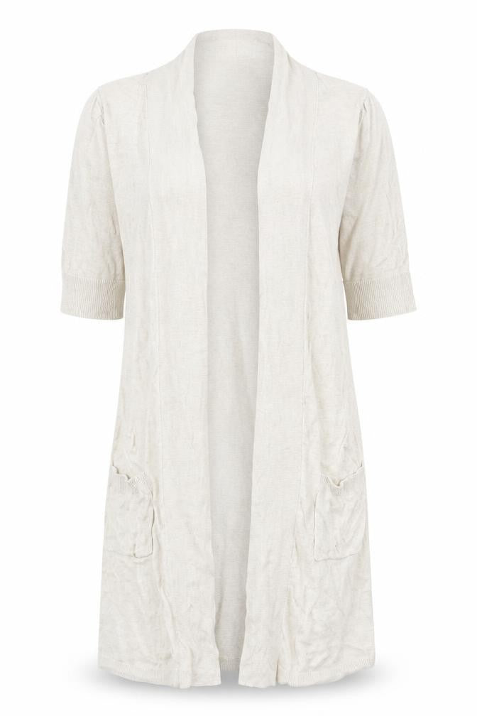 Wallis Women Beige Open Knit Short Sleeve Cardigan Size 14