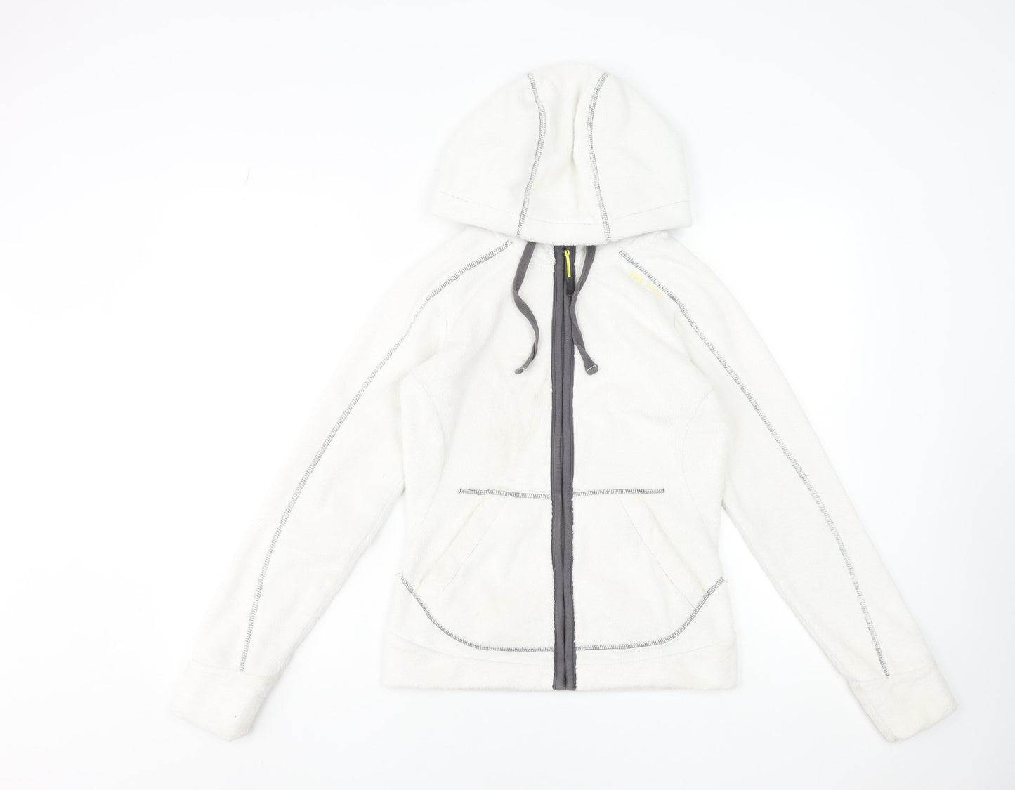 Fat Face Women's White Fleece Hooded Zip Jacket Size 8