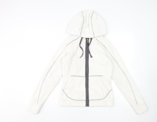 Fat Face Women's White Fleece Hooded Zip Jacket Size 8