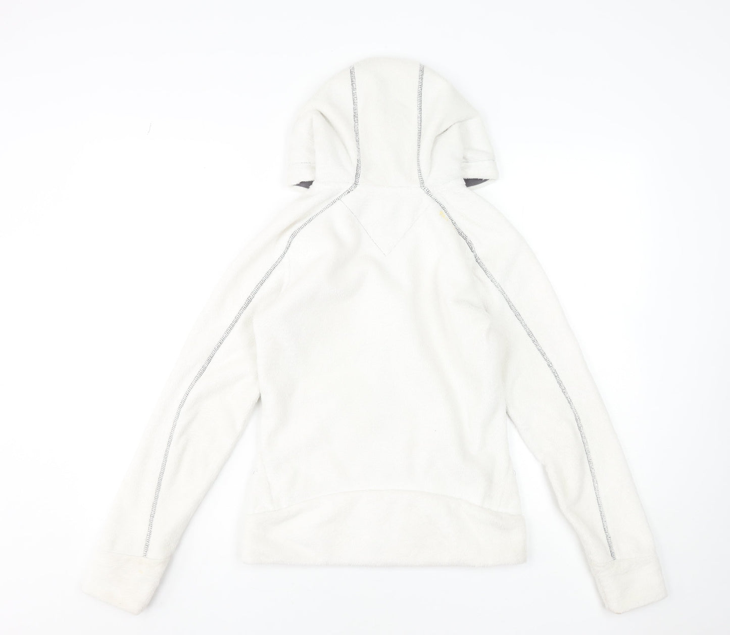 Fat Face Women's White Fleece Hooded Zip Jacket Size 8