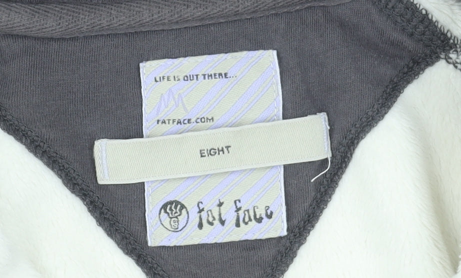 Fat Face Women's White Fleece Hooded Zip Jacket Size 8