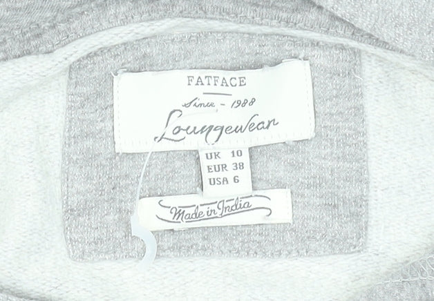 FatFace Women’s Grey Hooded Pullover Hoodie UK 10 Cotton Blend Loungewear