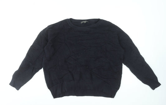 French Connection Women's Black Textured Cotton Pullover Sweatshirt Size S
