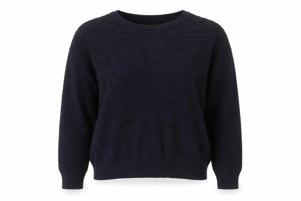 French Connection Women's Black Textured Cotton Pullover Sweatshirt Size S
