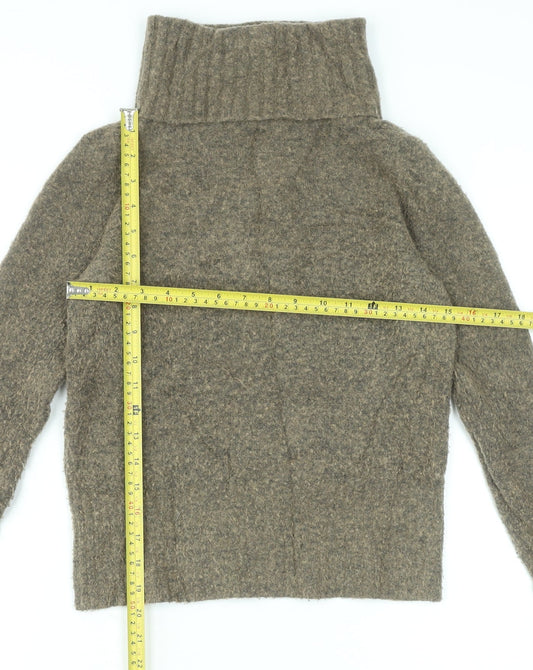 AllSaints Women Brown Roll Neck Wool Blend Jumper Size S