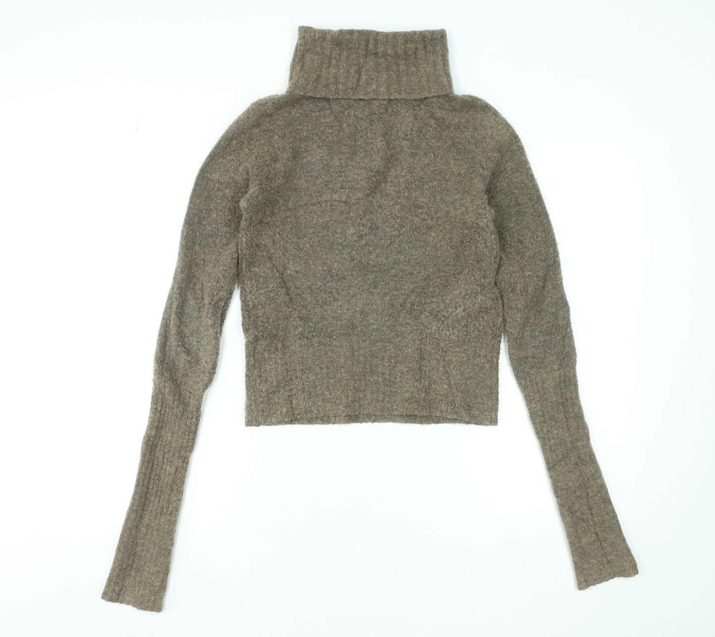 AllSaints Women Brown Roll Neck Wool Blend Jumper Size S