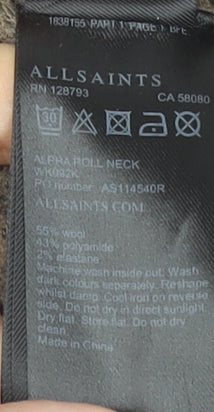 AllSaints Women Brown Roll Neck Wool Blend Jumper Size S