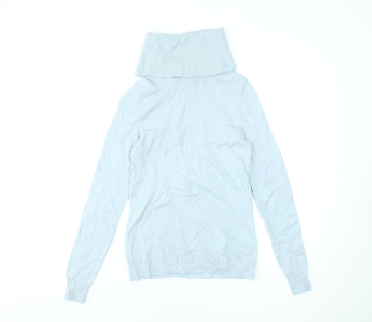 Jaeger Women’s Light Blue Wool Cashmere Roll Neck Jumper XS