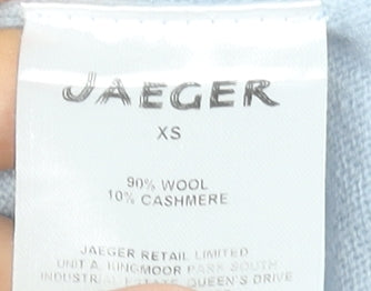 Jaeger Women’s Light Blue Wool Cashmere Roll Neck Jumper XS