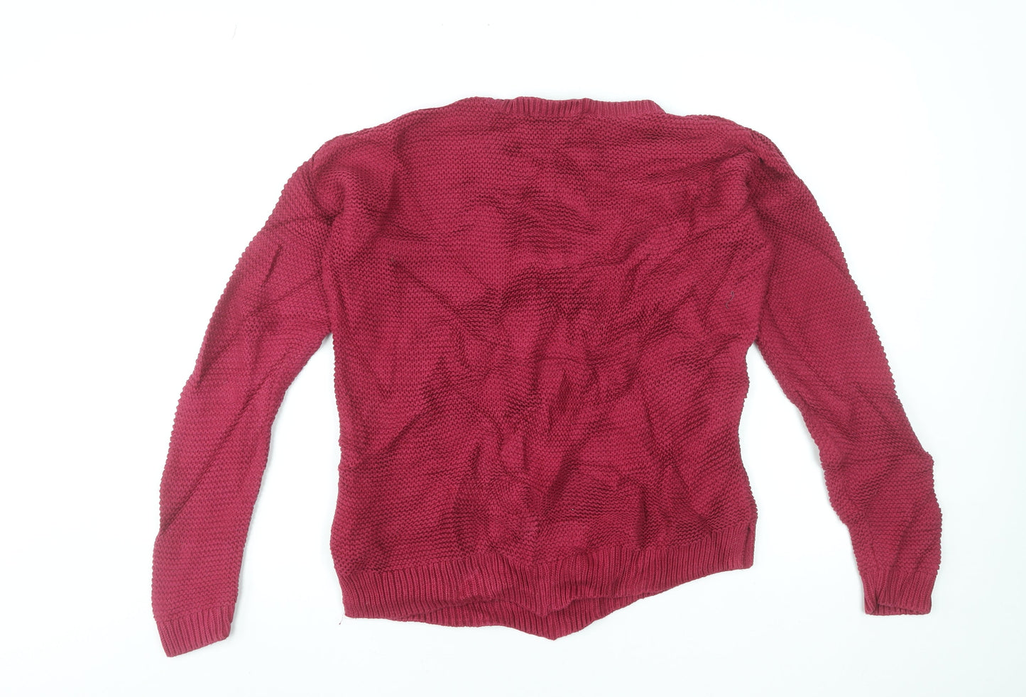 French Connection Women’s Red Cotton Chunky Knit V-Neck Jumper XS