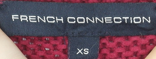 French Connection Women’s Red Cotton Chunky Knit V-Neck Jumper XS