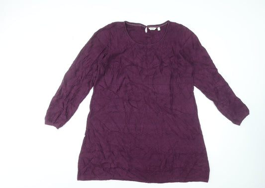 FatFace Women’s Purple Cotton Shift Dress Size 18 Long Sleeve Knit