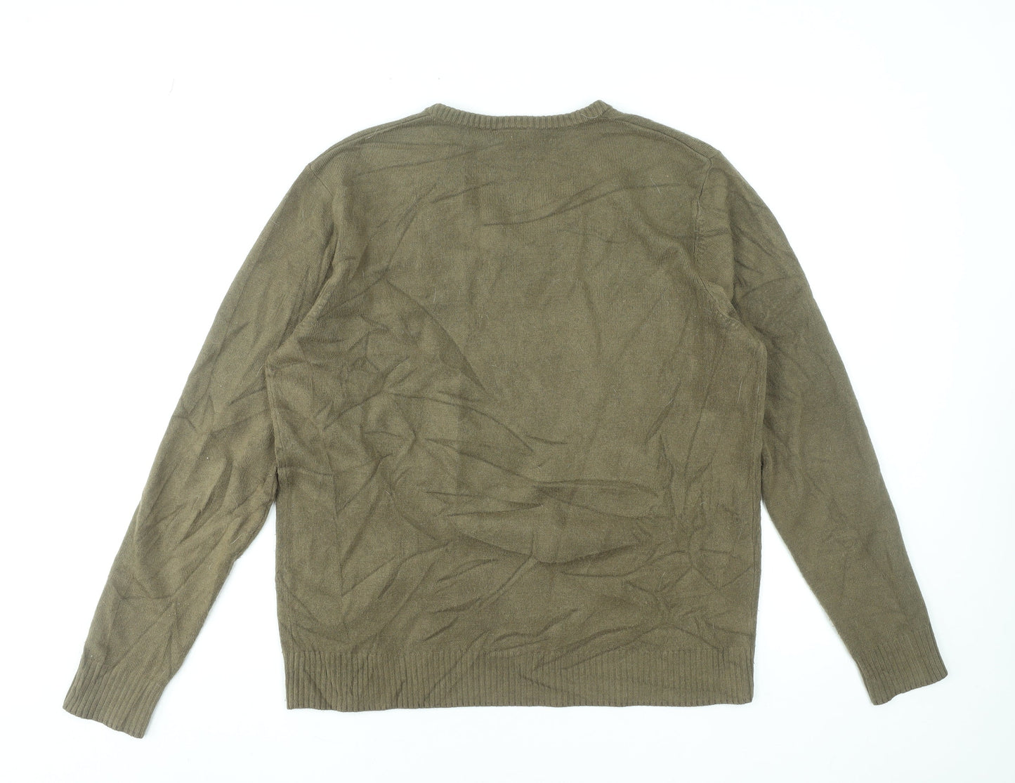Slazenger Men's Green V-Neck Acrylic Jumper Size M Casual Knitwear