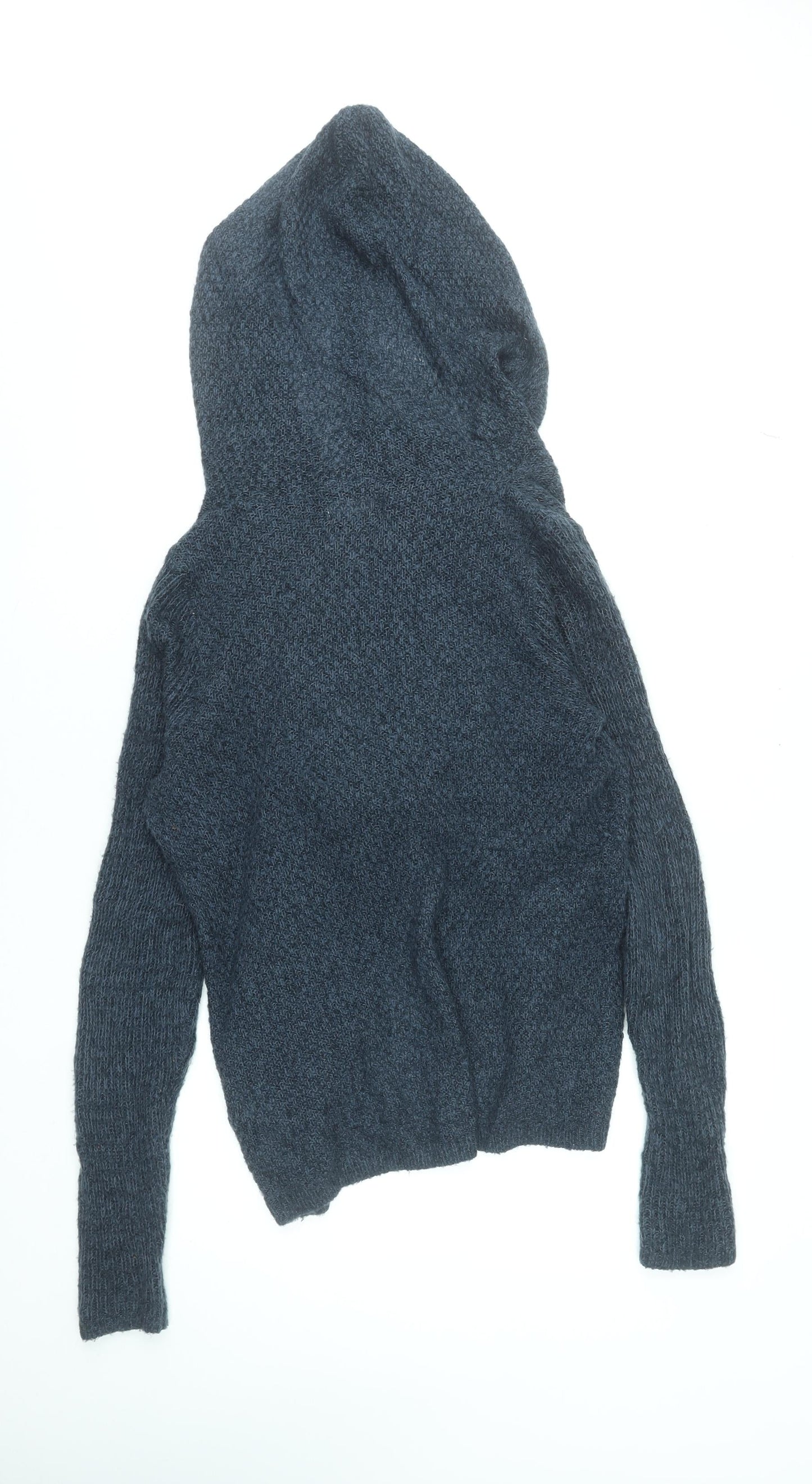 Abercrombie & Fitch Women's Blue M Hooded Open Knit Cardigan
