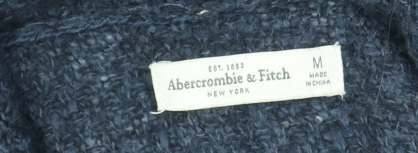 Abercrombie & Fitch Women's Blue M Hooded Open Knit Cardigan