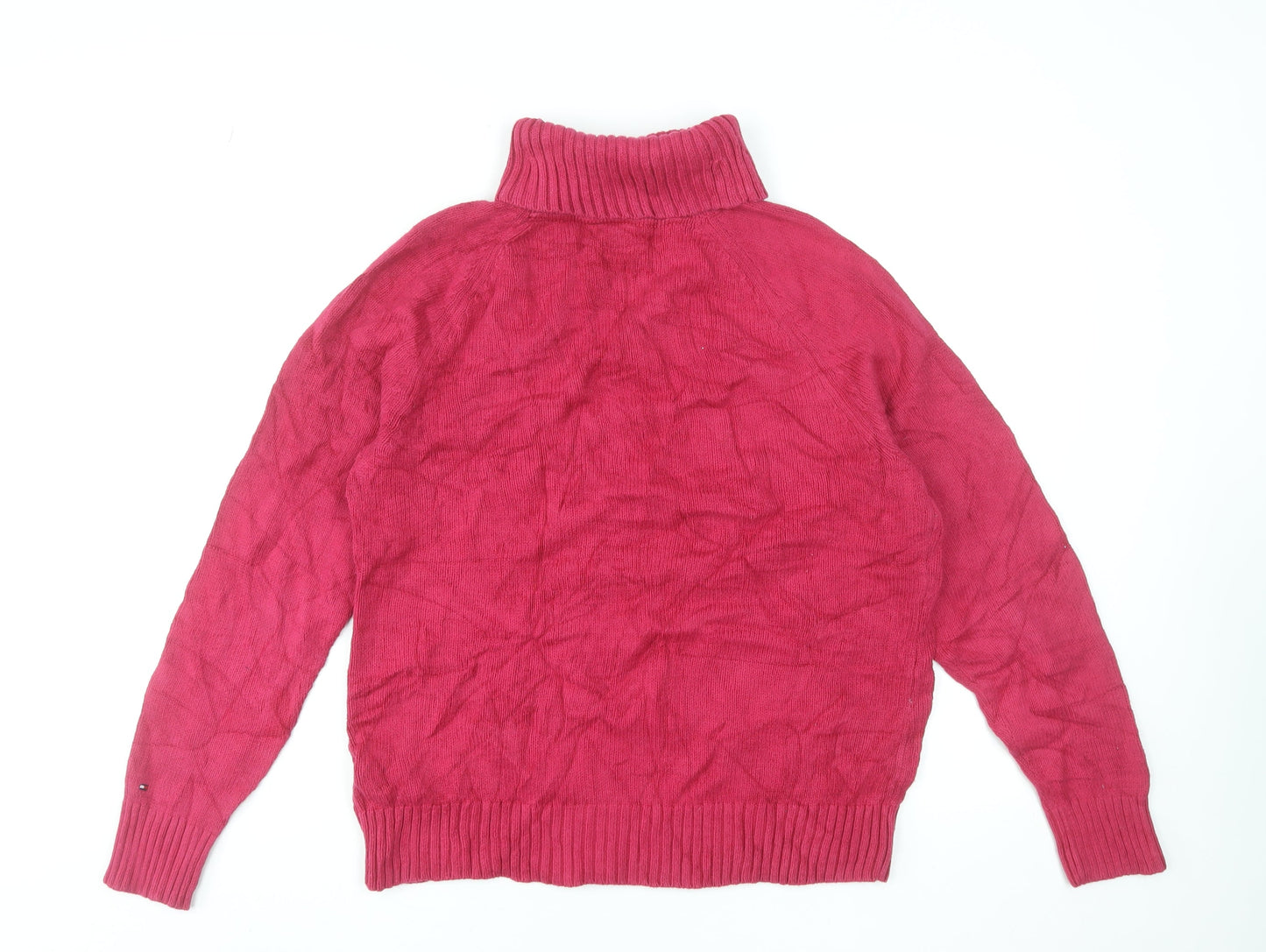 Tommy Hilfiger Women Red Roll Neck Cable Knit Jumper XL