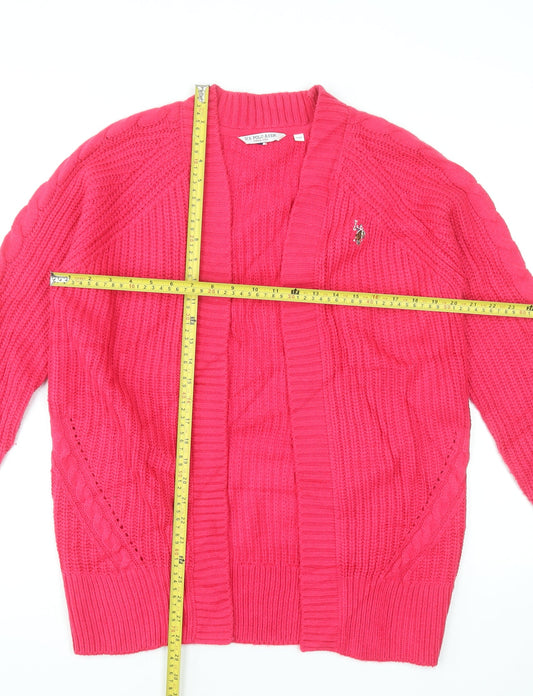 U.S. Polo Assn. Women's Pink Cable-Knit Cardigan Size 10