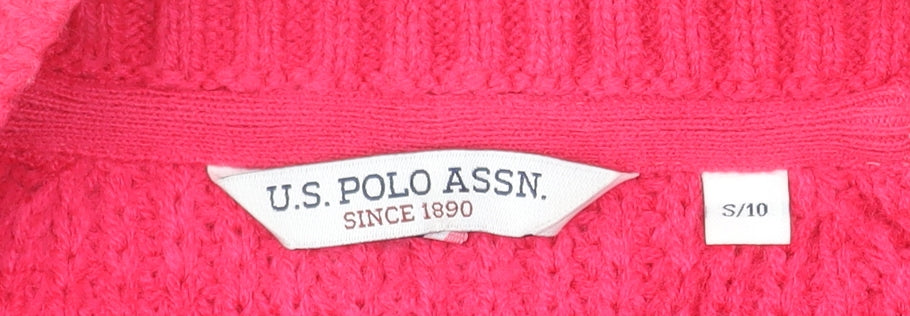 U.S. Polo Assn. Women's Pink Cable-Knit Cardigan Size 10