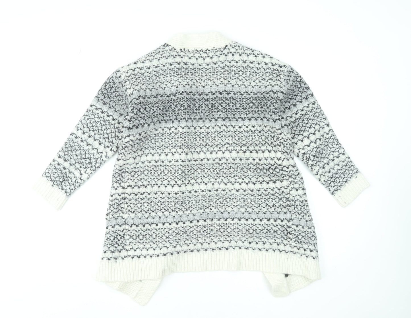 Fat Face Women's Grey Wool Blend Fair Isle Open Cardigan UK 8