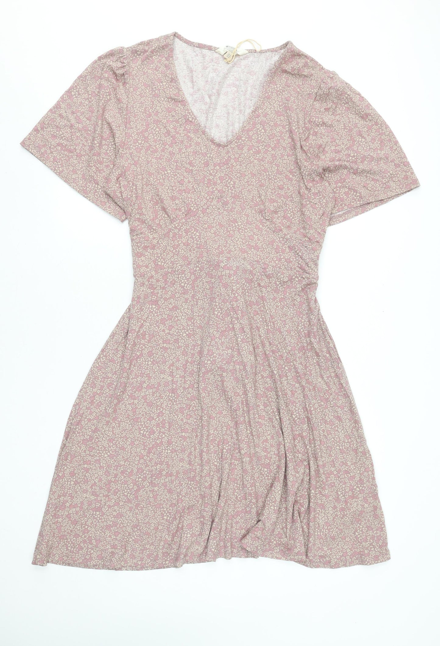 Mountain Warehouse Women's Pink Floral Fit & Flare V-Neck Knee Length Dress Size 16