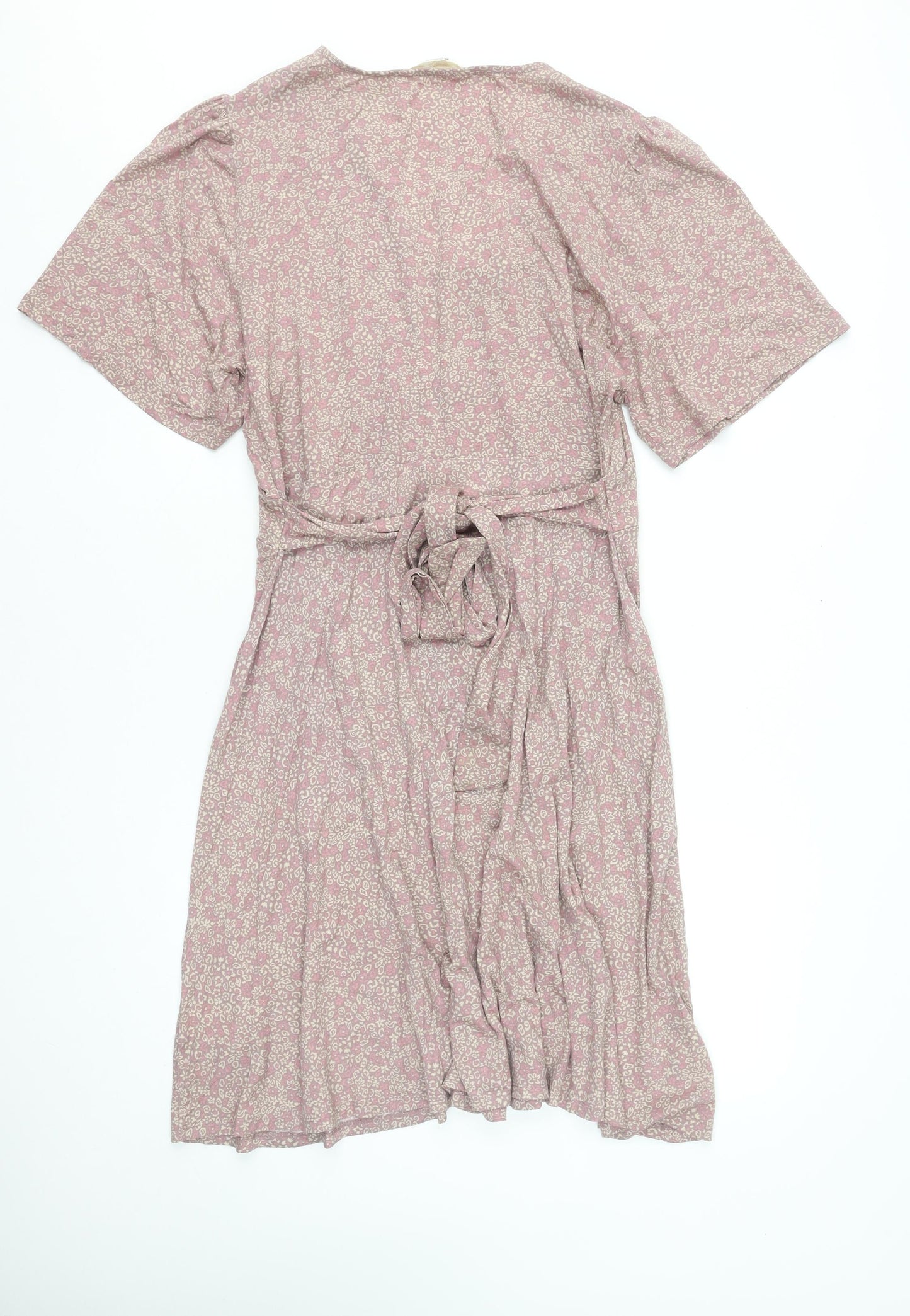 Mountain Warehouse Women's Pink Floral Fit & Flare V-Neck Knee Length Dress Size 16