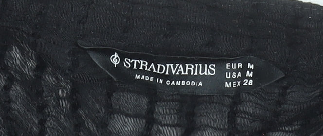 Stradivarius Women’s Black Cropped Ruffle Blouse Size 12
