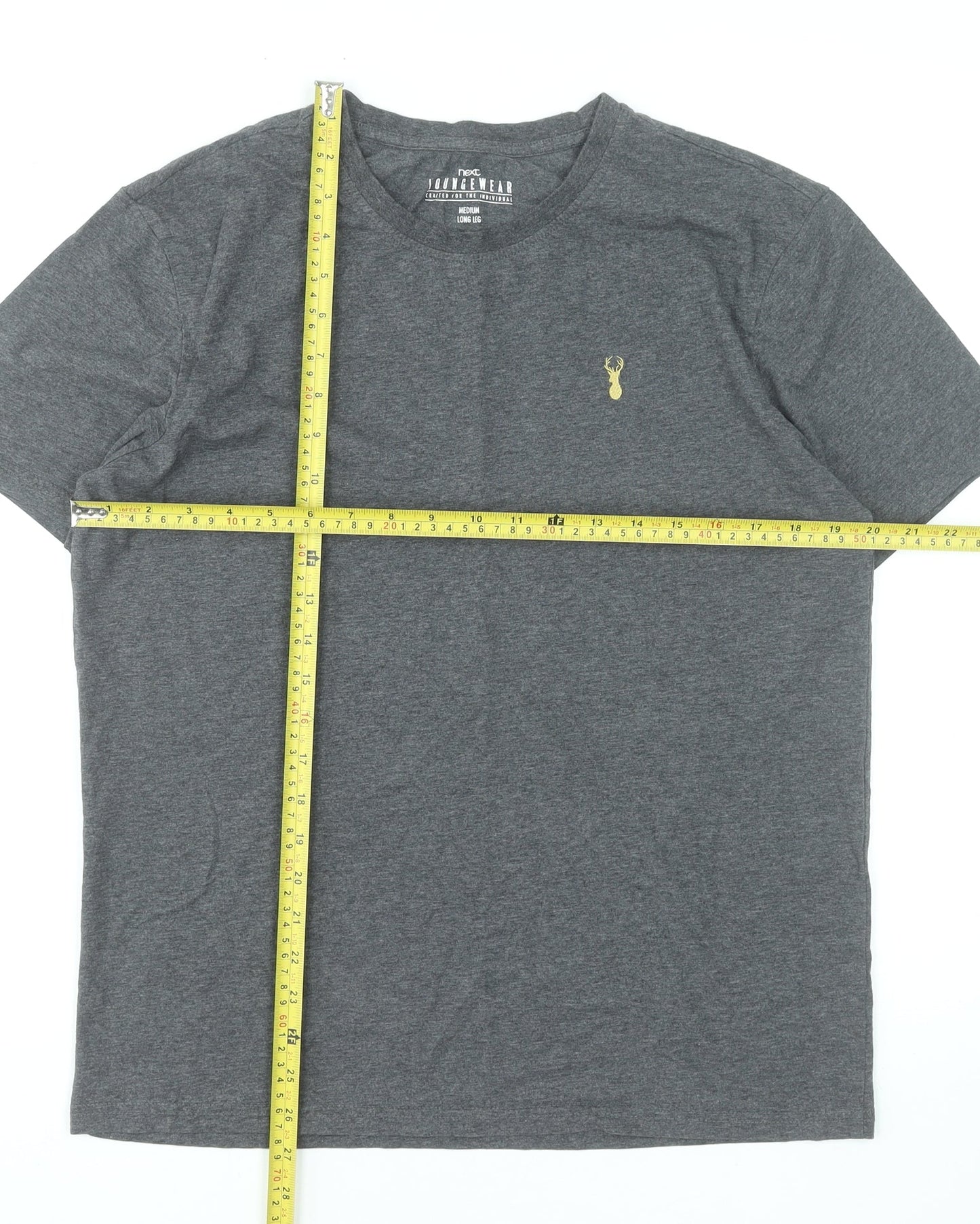 Next Men’s Grey Crew Neck Short Sleeve Cotton Blend T-Shirt Medium