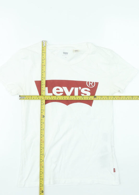 Levi's Women's White 2XS Basic Crew Neck Cotton T-Shirt