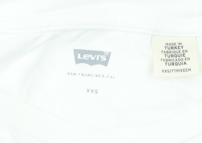 Levi's Women's White 2XS Basic Crew Neck Cotton T-Shirt
