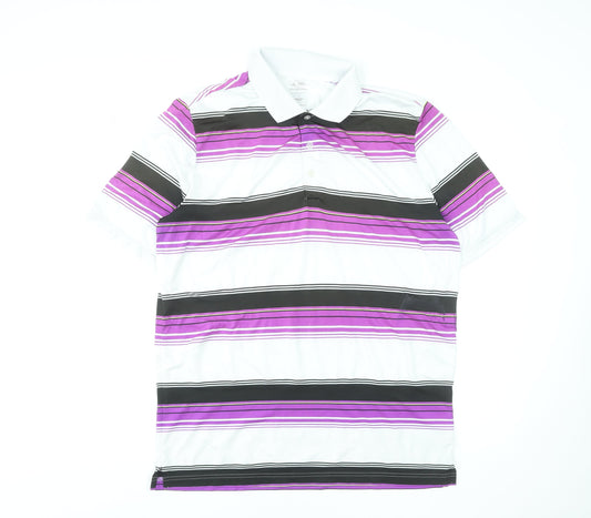 Adidas Men’s Multicoloured Striped Puremotion Polo Shirt Size L