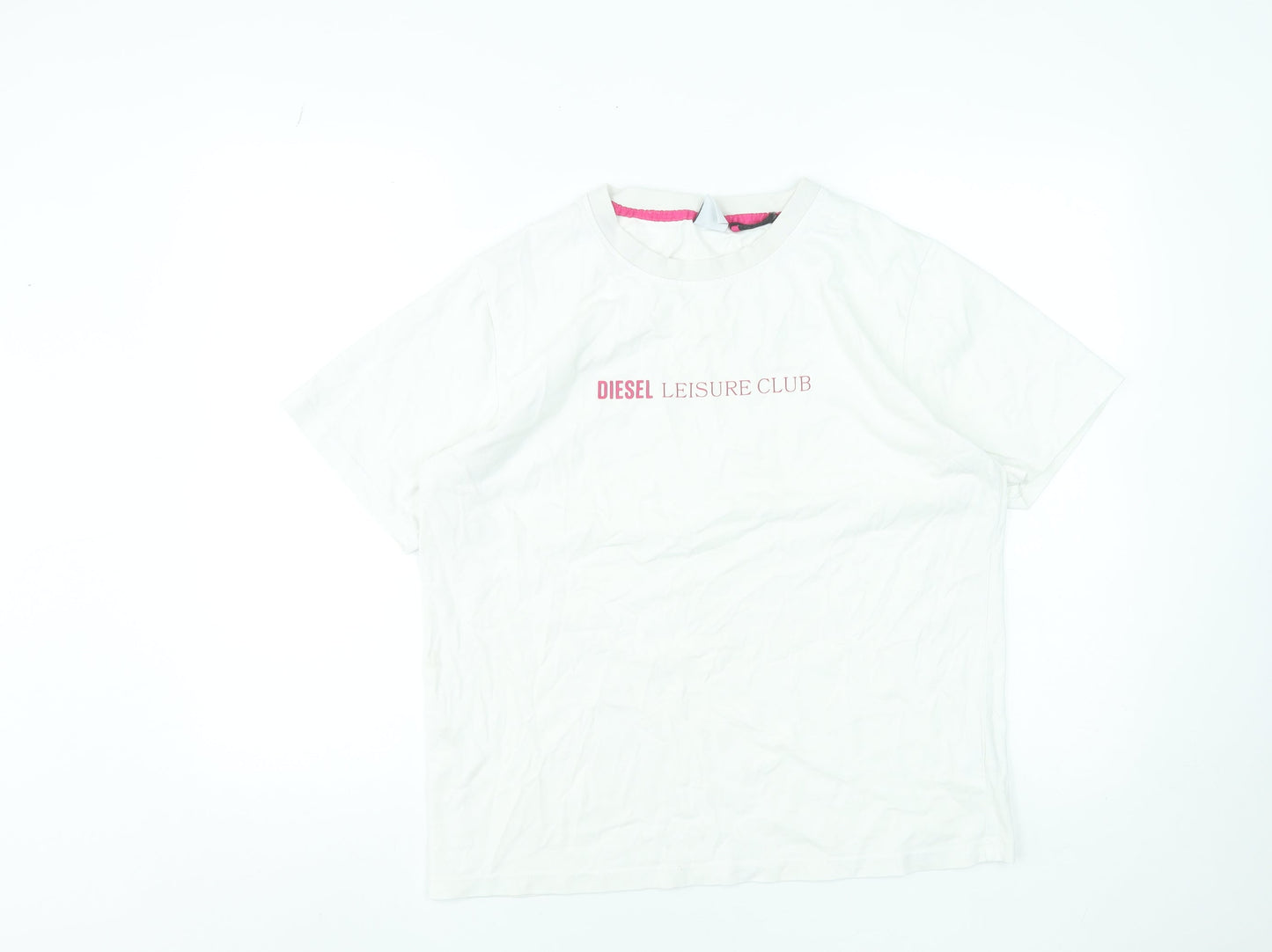 Diesel Women White Leisure Club T-Shirt L Short Sleeve Cotton