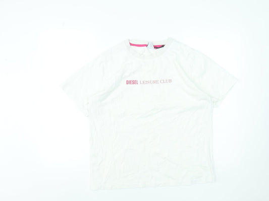 Diesel Women White Leisure Club T-Shirt L Short Sleeve Cotton