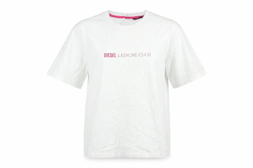 Womens UK Size L Diesel White 100% Cotton T-Shirt