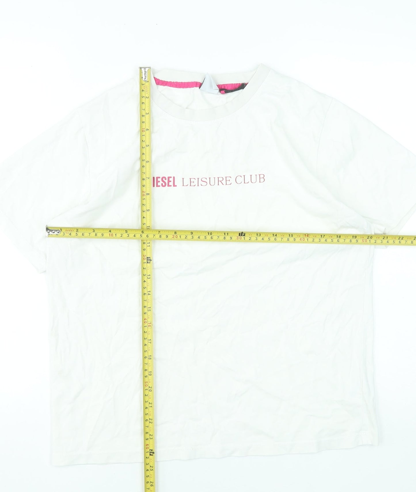 Diesel Women White Leisure Club T-Shirt L Short Sleeve Cotton