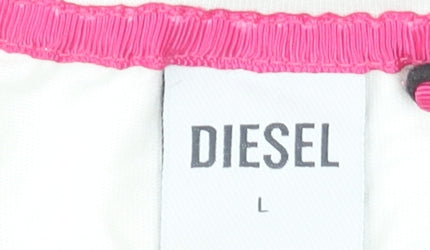 Diesel Women White Leisure Club T-Shirt L Short Sleeve Cotton