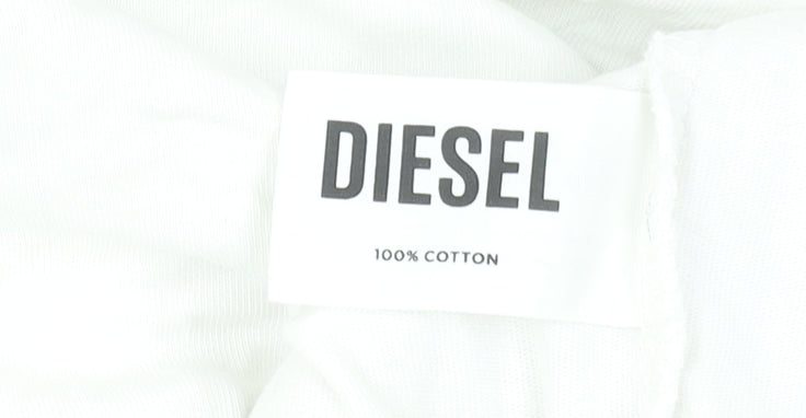 Diesel Women White Leisure Club T-Shirt L Short Sleeve Cotton