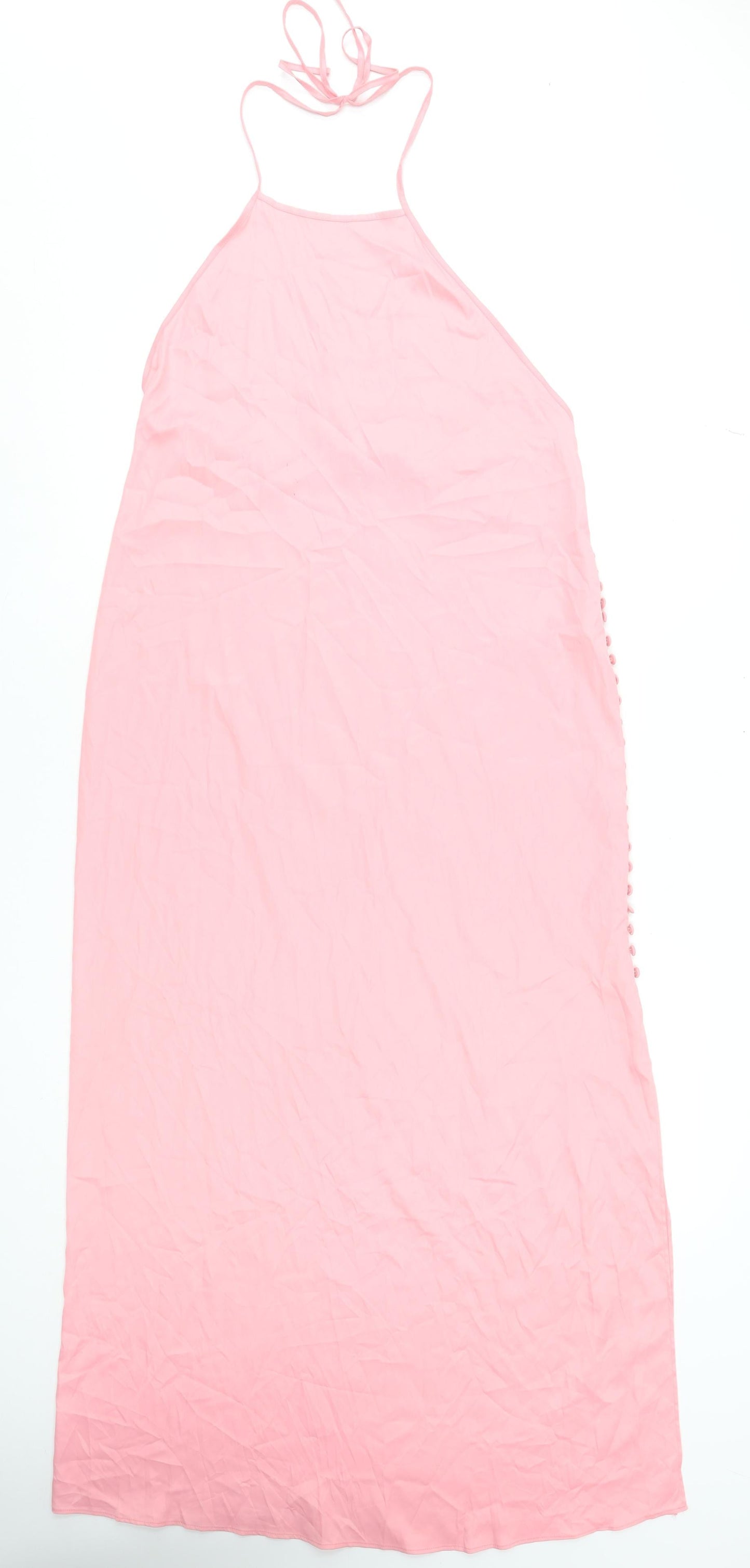 Zara Women Pink Halter Slip Long Dress Summer Size M