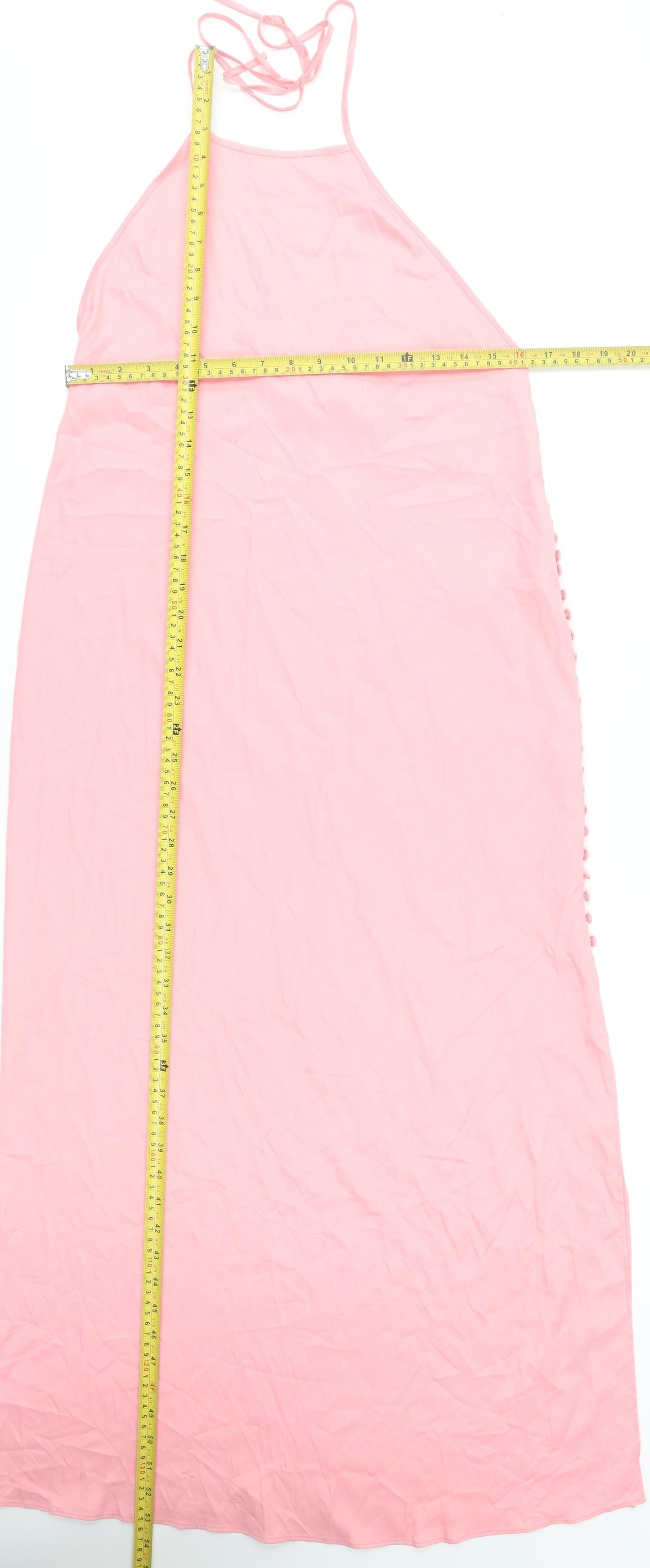 Zara Women Pink Halter Slip Long Dress Summer Size M
