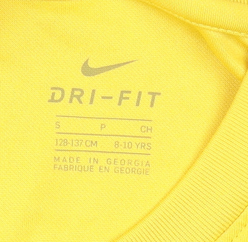 Nike Boys Yellow Dri-FIT Short Sleeve Sports T-Shirt 8-10 Years