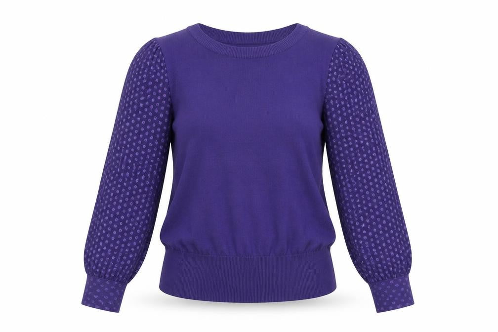 Gallery Women's Purple Polka Dot Puff Sleeve Blouse UK S