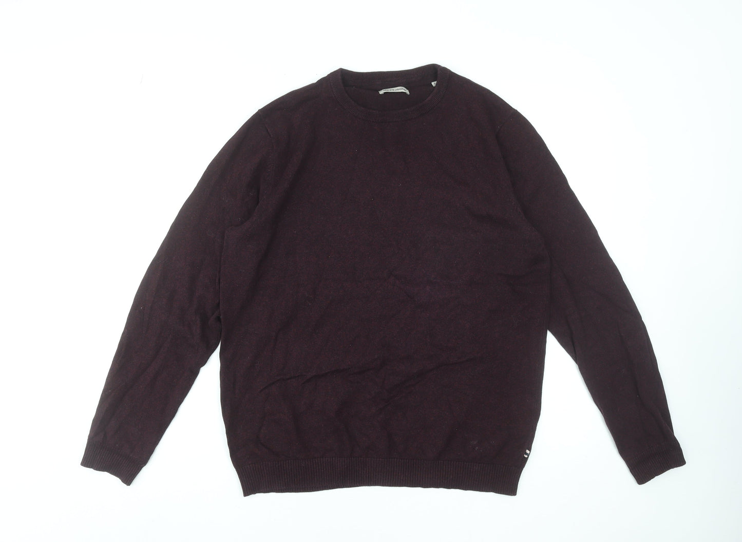 Jack & Jones Men's Brown Cotton Crew Neck Pullover Jumper Size L