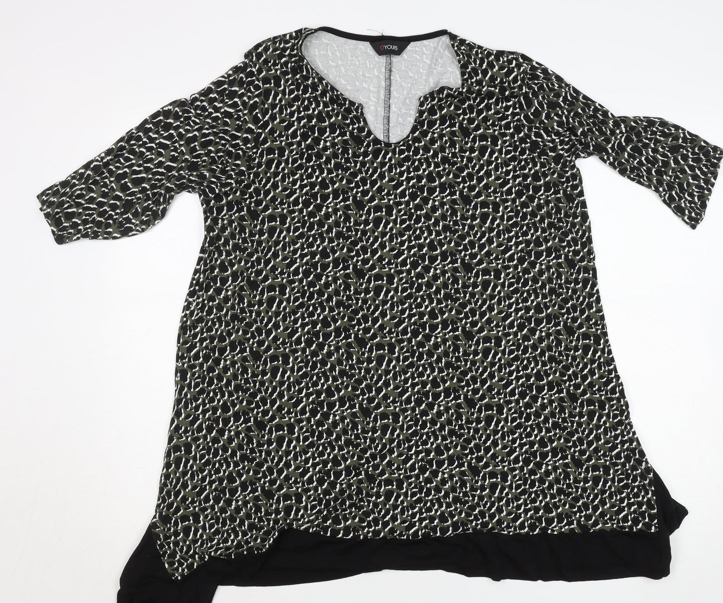 Yours Women Black Animal Print Tunic Top Size 16 Viscose Blend