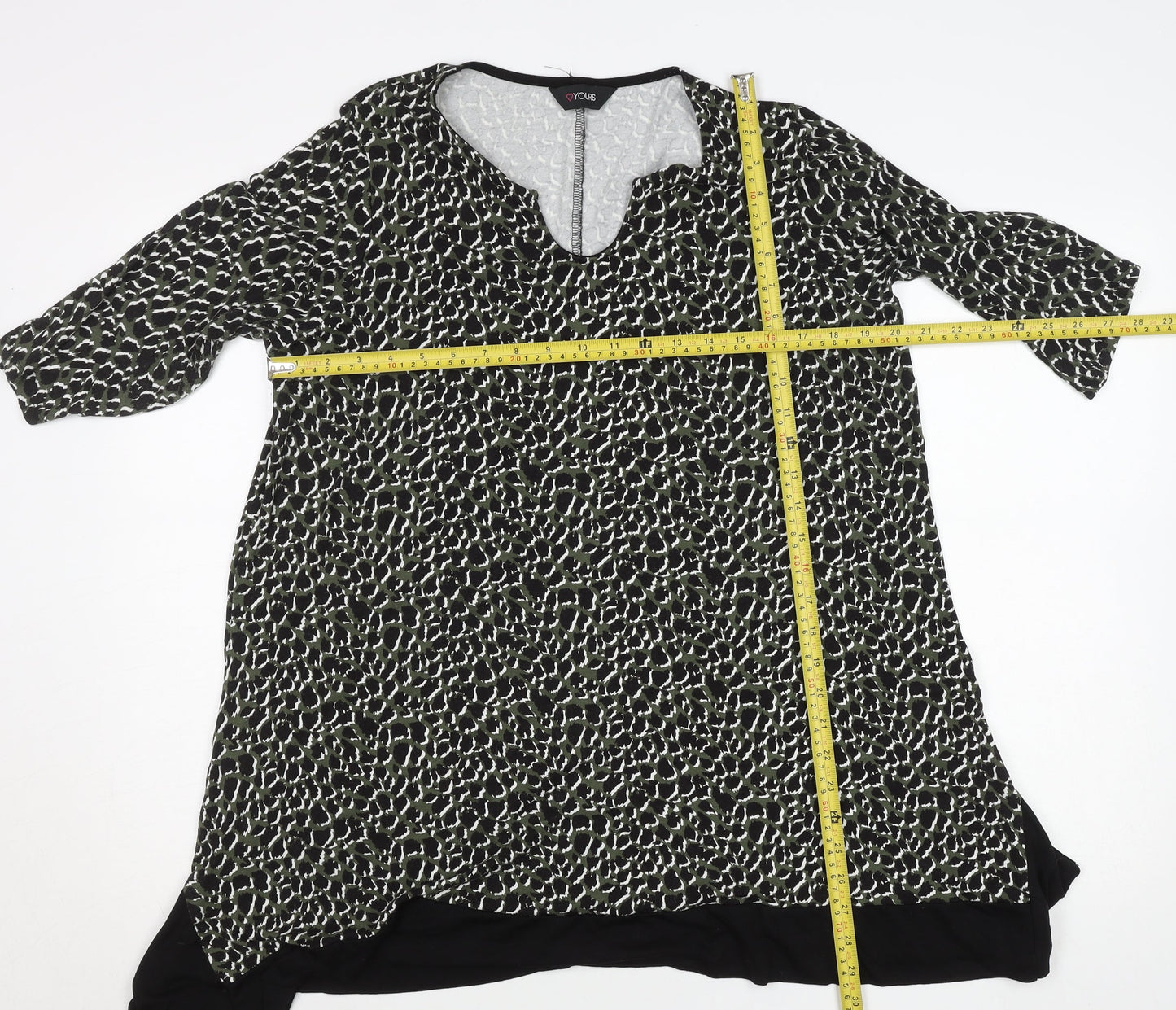Yours Women Black Animal Print Tunic Top Size 16 Viscose Blend