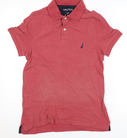 Nautica Men's Red Slim Fit Cotton Polo Shirt Size M