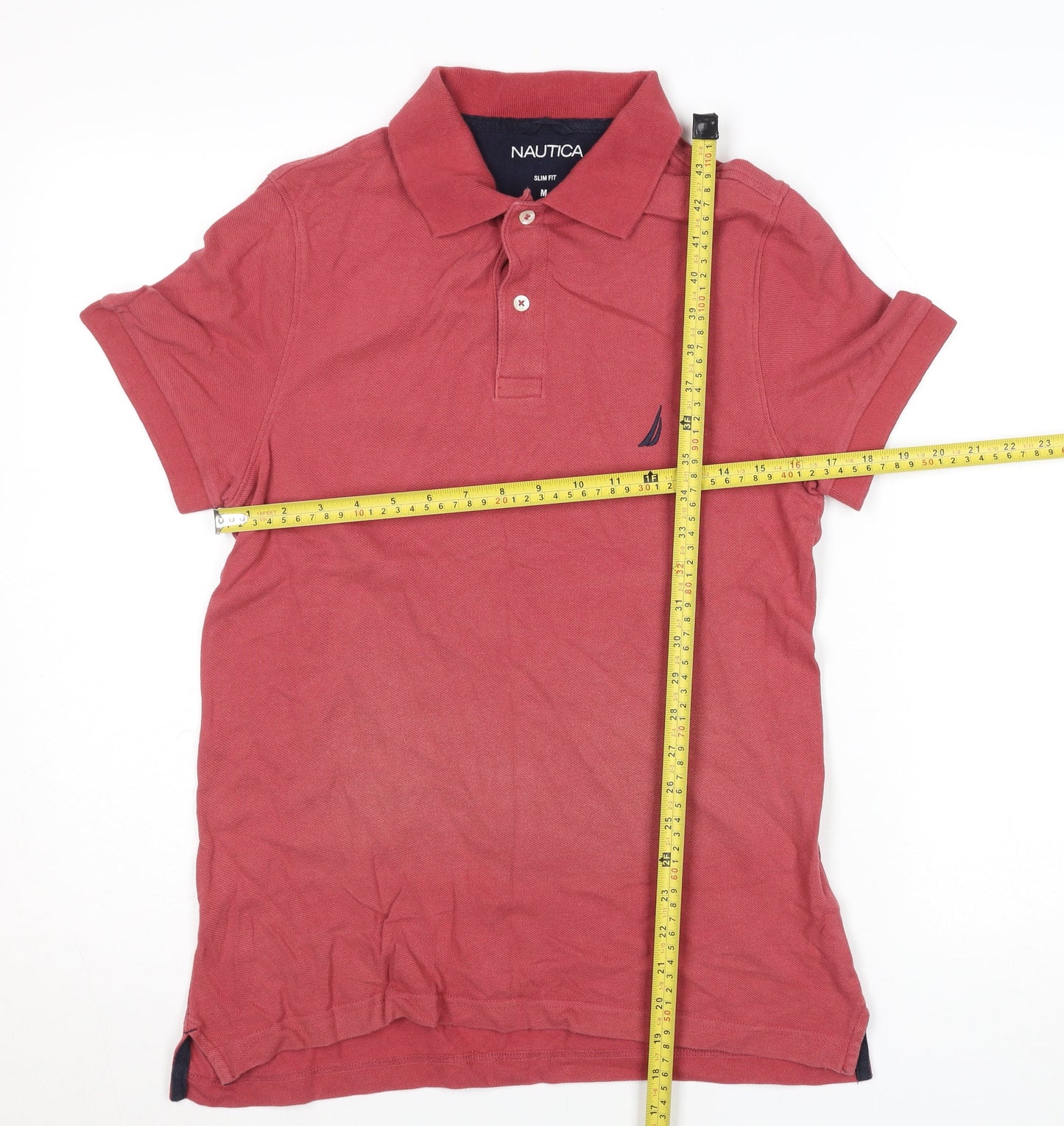 Nautica Men's Red Slim Fit Cotton Polo Shirt Size M