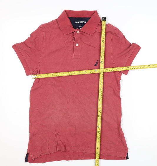 Nautica Men's Red Slim Fit Cotton Polo Shirt Size M